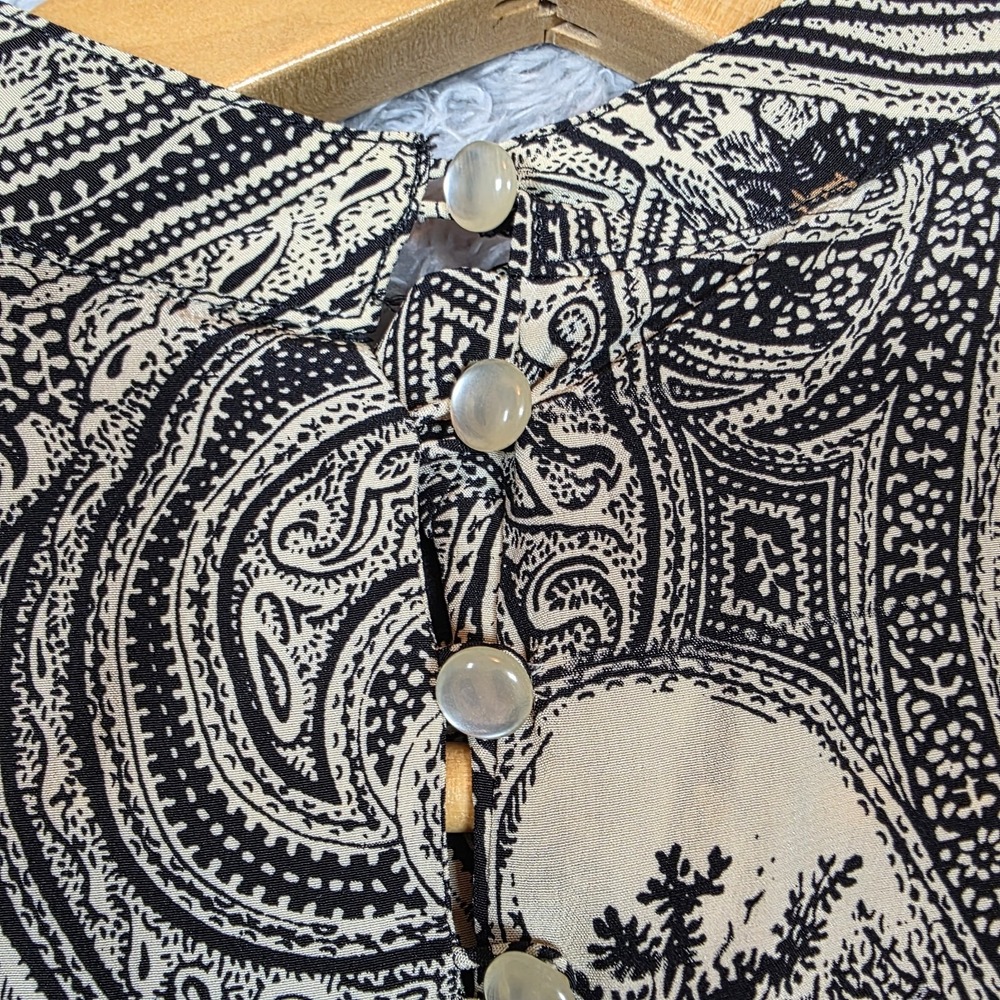 Vtg 100% Silk Top Pogia by d Polimeni Toile Hunting Field Fowl Dark Academia 4 - Picture 11 of 12
